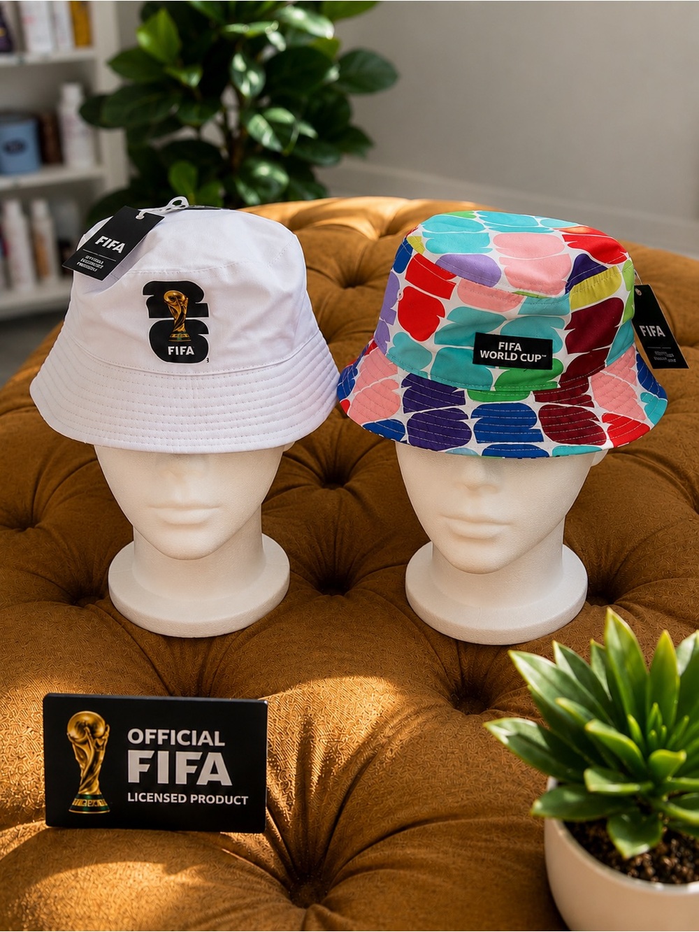 Official FIFA World Cup Bucket Hat Lot of 2 White & Multicolor Licensed New